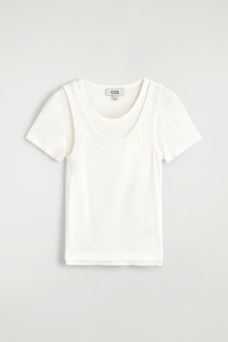 レイヤード リブジャージー Tシャツ